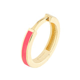 Neon Pink Enamel Baby Hoop Earrings - 14K Yellow Gold - by Dazyle