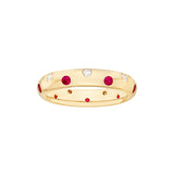 Ruby & Diamond Accent Puffy Ring - 14K Yellow Gold - Made-to-Order - by Dazyle