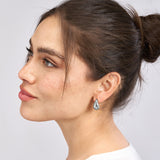 14K White Gold Teardrop Dome Dangle Earrings - 14K White Gold - by Dazyle