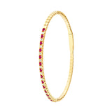 Ruby & Diamond Flexi Tennis Bangle Box Closure 14K Yellow Gold - 7 Inches - by Dazyle