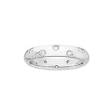 Staggered Diamond Ring Puffy Band 14K White Gold Comfort Fit Band - by Dazyle