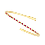 Ruby & Diamond Flexi Tennis Bangle Box Closure 14K Yellow Gold - 7 Inches - by Dazyle