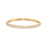 Diamond Pave Bangle 3ctw Half Pave Diamonds Brilliant & Bold 14K White Gold Curb Chain - by Dazyle