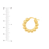 Puff Scalloped Hoop Earrings - 14K Yellow Gold Hoop Earrings - by Dazyle