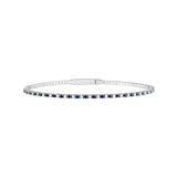 Sapphire & Diamond Eternity Flexi Tennis Bangle - 14K White Gold - 7 Inches - by Dazyle