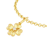 Puff Flower Charm - 14K Yellow Gold - with Diamond - by Dazyle