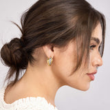Two-Tone Love Knot Hoop Earrings - 14K Yellow & White Gold - by Dazyle