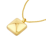 Puff Square Charm - 14K Yellow Gold - - by Dazyle