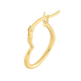 Tilted Heart Hoop Earrings - 14K Yellow Gold (13x18mm) - by Dazyle