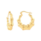Graduated Bamboo Puff Hoop Earrings - 14K Yellow Gold - by Dazyle