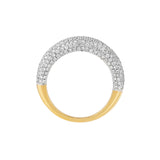 Diamond Pave Dome Ring - 1-1/3tcw - 14K Yellow & White Gold Wedding Band - by Dazyle