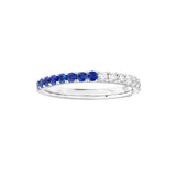 Stackable Ring Alternate Colored 14K White Gold 2mm Diamonds & Sapphires - 14K White Gold - by Dazyle