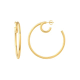 50mm Double Open Hoop Earrings Yellow Gold Post & Nut - 14K Yellow Gold - by Dazyle