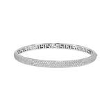 Diamond Pave Bangle 3ctw Half Pave Diamonds Brilliant & Bold 14K White Gold Curb Chain - by Dazyle