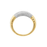 Diamond Pave Ribbed Dome Ring - 14K Yellow & White Gold - Custom Order - by Dazyle