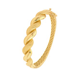Textured Twist Bangle Bracelet | 14K Yellow Gold | Box Lock | Statement Bangle - 14K Yellow Gold