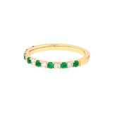 Emerald & Diamond Stackable Band - 1/4tcw Diamonds - 14K Yellow Gold - by Dazyle