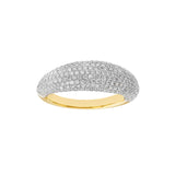 Diamond Pave Dome Ring - 1-1/3tcw - 14K Yellow & White Gold Wedding Band - by Dazyle