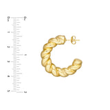 Puff Textured Twist Open Hoop Earrings - 14K Yellow Gold - by Dazyle