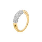 Diamond Pave Ribbed Dome Ring - 14K Yellow & White Gold - Custom Order - by Dazyle