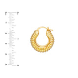 Puff Ribbed Hoop Earrings - 14K Yellow Gold Hoop Earrings - by Dazyle