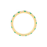 Emerald & Diamond Eternity Band - 14K Yellow Gold - Size 4 - by Dazyle