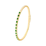 Emerald & Diamond Flexi Tennis Bangle - 14K Yellow Gold - 7.0 inch - by Dazyle
