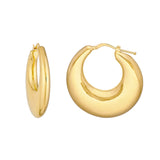 Small Graduated Puffed Hoop Earrings - 14K Yellow Gold - by Dazyle