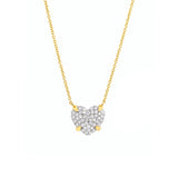 Diamond Pave Heart Pendant Necklace - 14K Yellow & White Gold 18 Inch - by Dazyle
