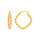 Square Twist Rope Hoop Earrings - 14K Yellow Gold - by Dazyle
