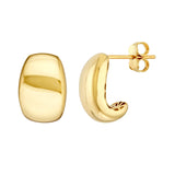 Wide Dome Hoop Earrings - 14K Yellow Gold - by Dazyle