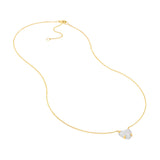 Diamond Pave Heart Pendant Necklace - 14K Yellow & White Gold 18 Inch - by Dazyle
