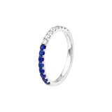 Stackable Ring Alternate Colored 14K White Gold 2mm Diamonds & Sapphires - 14K White Gold - by Dazyle