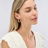 Puff Geometric Dome Open Hoop Earrings - 14K Yellow Gold - by Dazyle