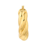 Wide Twisted Puff Hoop Earrings - 14K Yellow Gold Hinge Closure - by Dazyle