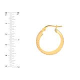 Wide Textured Round Hoop Earrings - 14K Yellow Gold - by Dazyle