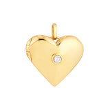 Diamond Puff Heart Locket (1/10tcw) - 14K Yellow Gold - 3mm - by Dazyle