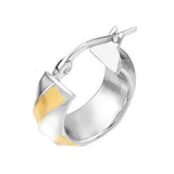 Two-Tone Twisted Round Hoop Earrings - 14K Yellow & White Gold - by Dazyle