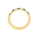 Emerald & Diamond Half Eternity Band 3/8ctw 14K Yellow Gold Wedding Band - by Dazyle