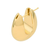 Wide Round Puff Hoop Earrings - 14K Yellow Gold - by Dazyle