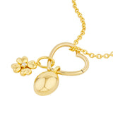 Puff Flower Charm - 14K Yellow Gold - with Diamond - by Dazyle