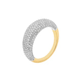 Diamond Pave Dome Ring - 1-1/3tcw - 14K Yellow & White Gold Wedding Band - by Dazyle