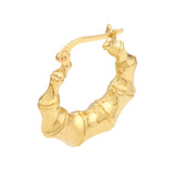 Graduated Bamboo Puff Hoop Earrings - 14K Yellow Gold - by Dazyle