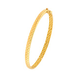 Square Etched Bangle 10K Yellow Gold Box Lock - 10K Yellow Gold - by Dazyle