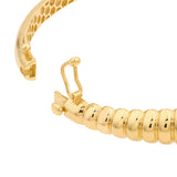 Graduated Ribbed Bangle Bracelet | 14K Yellow Gold | Box Lock | Eye-Catching Bangle - 14K Yellow Gold