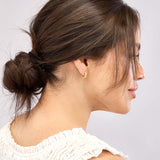 Bobble Textured Round Hoop Earrings - 14K Yellow Gold - by Dazyle