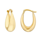 Oval Teardrop Hoop Earrings - 14K Yellow Gold Hinge Back - by Dazyle
