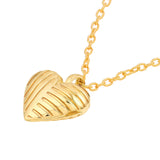 Textured Heart Locket Pendant - 14K Yellow Gold - by Dazyle