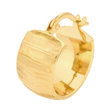 Extra Wide Textured Round Hoop Earrings - 14K Yellow Gold - by Dazyle