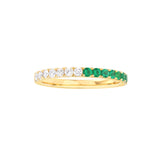 14K Yellow Gold Stackable Band - Alternating Emerald & Diamond - Wedding Band - Size 4 - by Dazyle